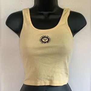 Yellow sun Hollister cropped tank top